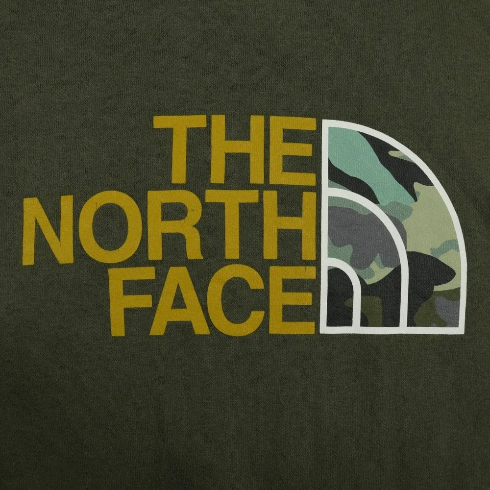 The North Face Hoodie Boys XXL Olive Green‎ Camo Logo Pullover Fleece Outdoor
